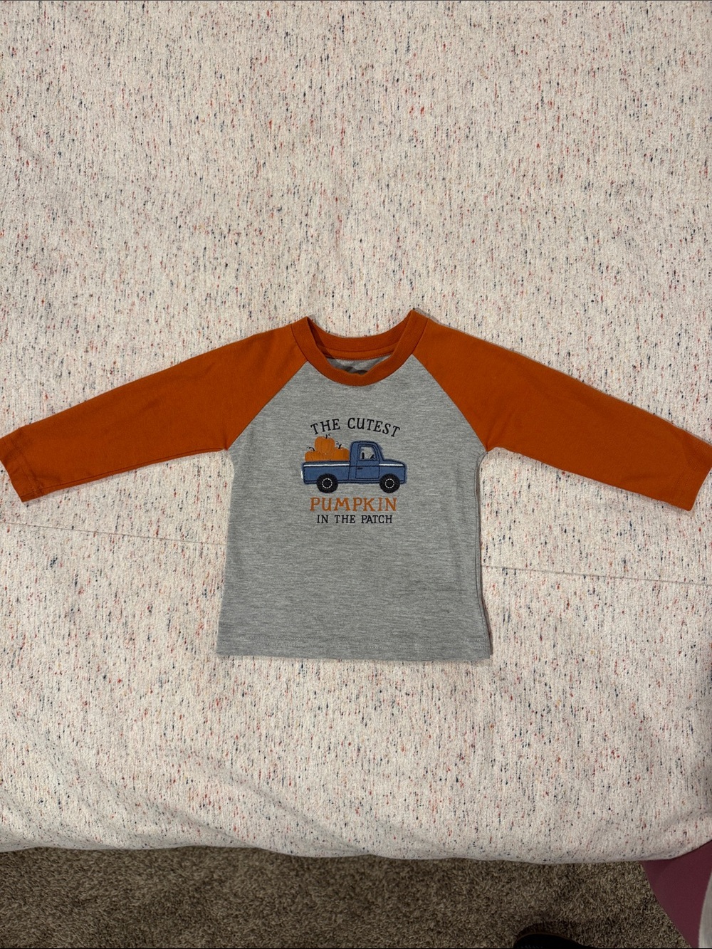 Grey and Orange Long-Sleeve Kids Tee - Pumpkin Truck
